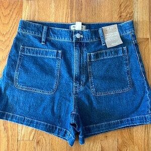 NWT Madewell Emmett The High Rise Sailor Shorts in Woodston Wash Size 30